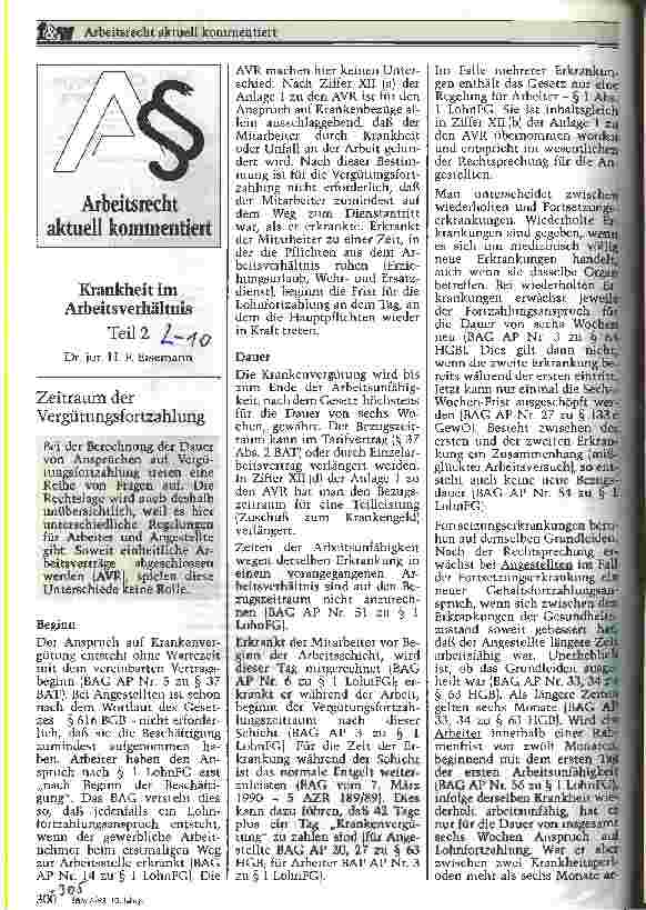 Vorschauseite 1: Krankheit im Arbeitsverhältnis Teil 2
