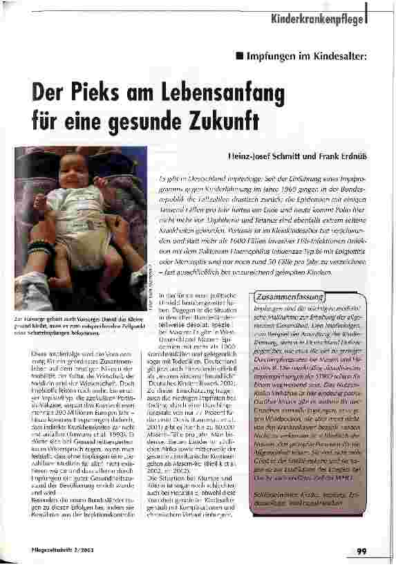 Vorschauseite 1: Der Pieks am Lebensanfang für eine gesunde Zukunft