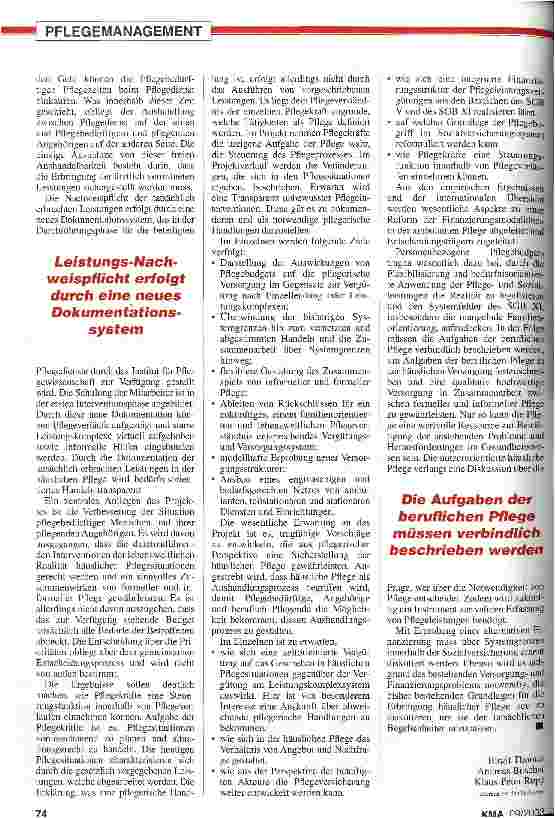 Vorschauseite 3: Projekt zur alternativen Finanzierung Personenbezogene Pflegebudgets