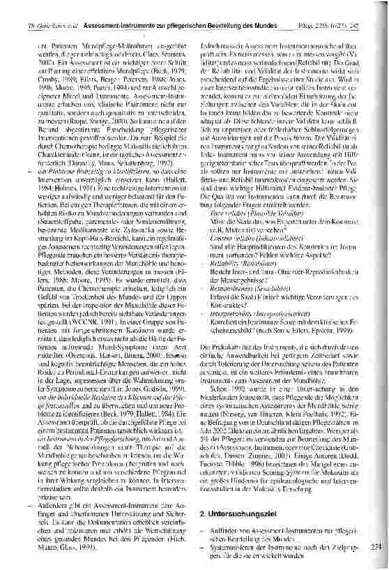 Vorschauseite 2: Assessment-Instrumente zur pflegerischen Beurteilung des Mundes Ein Literaturreview