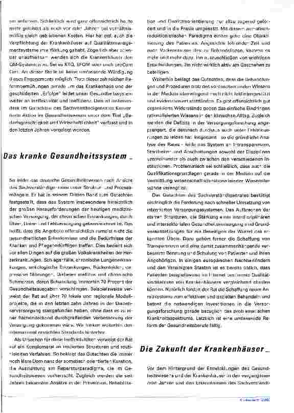 Vorschauseite 3: Die Beschleunigungsmühle mahlt weiter Visionen einer zukünftigen Krankenhausverordnung