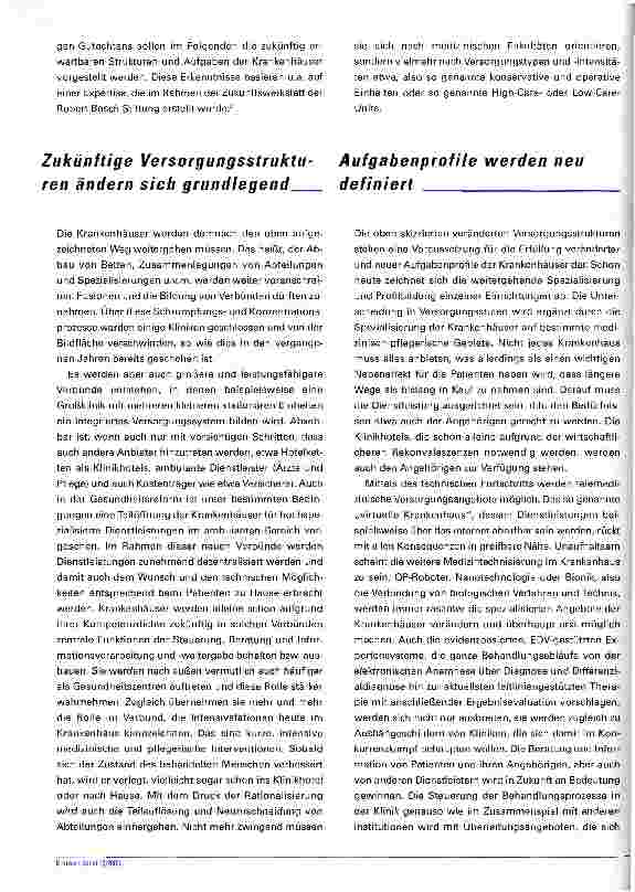 Vorschauseite 4: Die Beschleunigungsmühle mahlt weiter Visionen einer zukünftigen Krankenhausverordnung