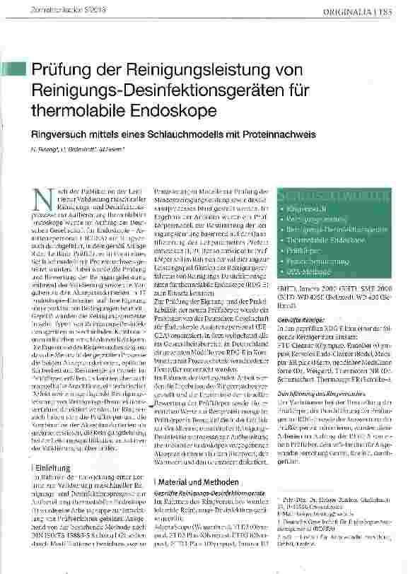 Vorschauseite 1: Prüfung der Reinigungsleistung von Reinigungs-Desinfektionsgeräten für thermolabile Endoskope
