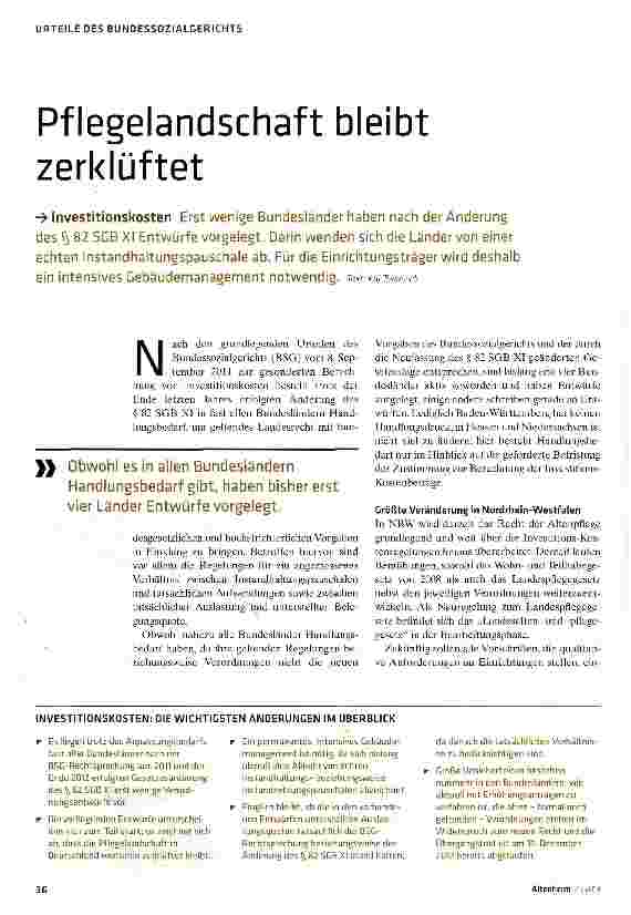 Vorschauseite 1: Pflegelandschaft bleibt zerklüftet