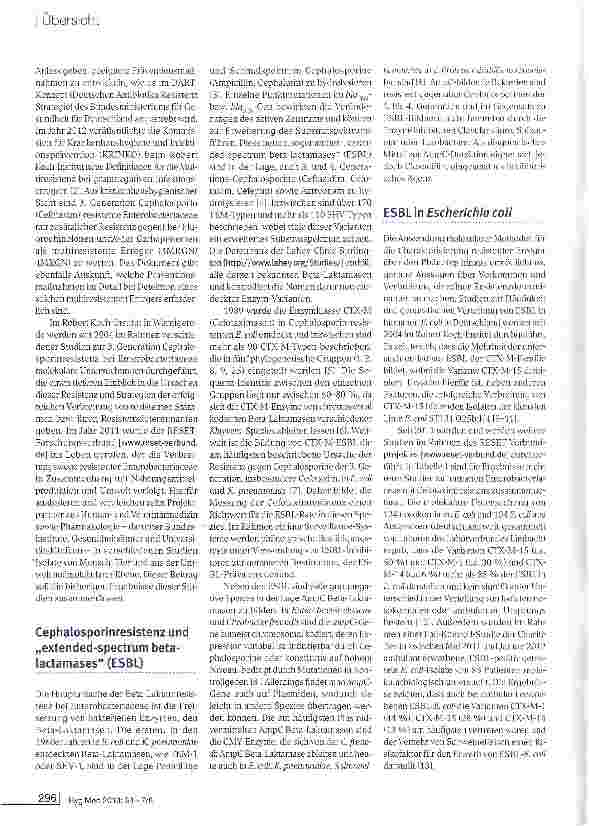 Vorschauseite 3: ESBL-Bildner als Infektionserreger beim Menschen und die Frage nach dem zoonotischen Reservoir