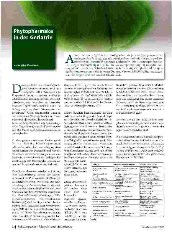 Vorschauseite 1: Phytopharmaka in der Geriatrie