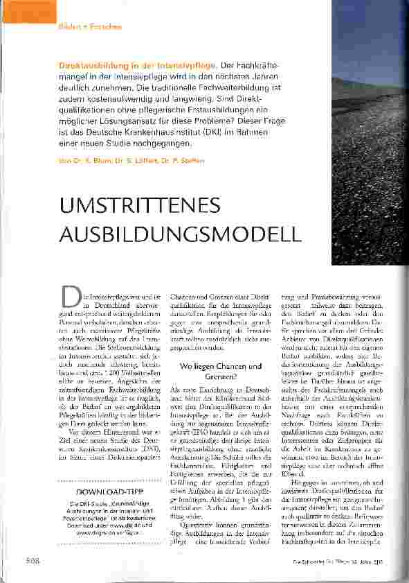 Vorschauseite 1: UMSTRITTENES AUSBILDUNGSMODELL