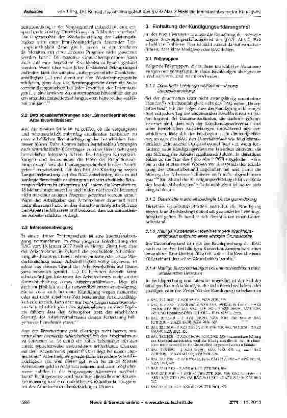 Vorschauseite 2: Die Kündigungserklärungsfrist des §626 Abs. 2 BGB bei krankheitsbedingter Kündigung und tariflicher Unkündbarkeit