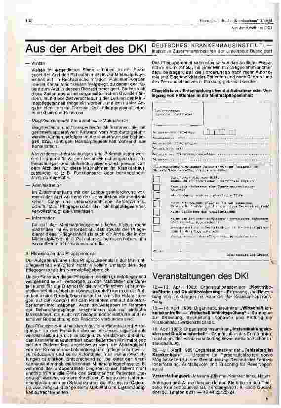 Vorschauseite 3: Modellkrankenhäuser mit Minimalpflege im Land Rheinland-Pfalz