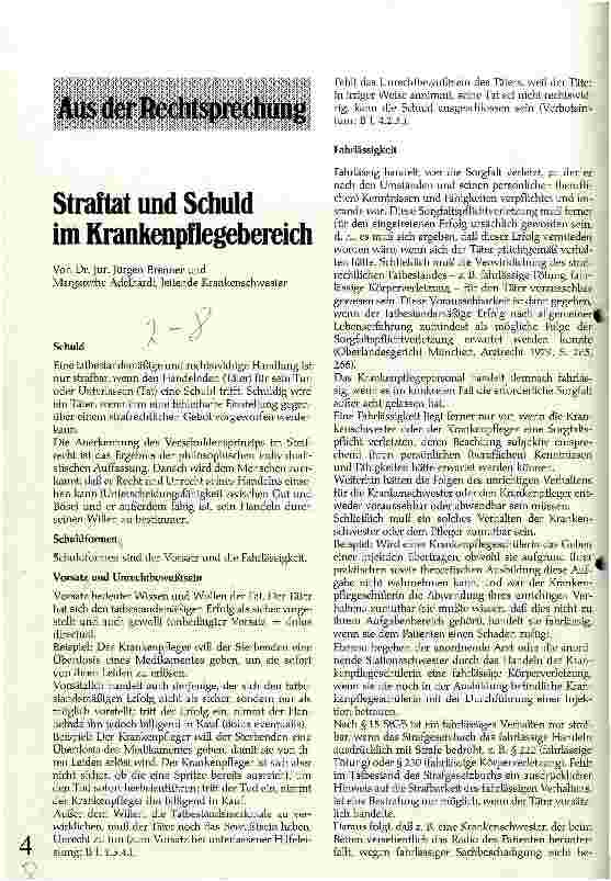 Vorschauseite 1: Straftat und Schuld im Krankenpflegebereich