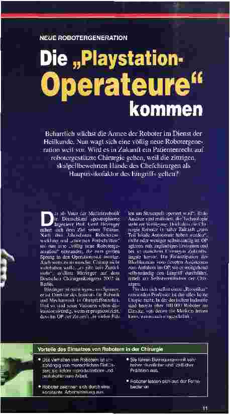 Vorschauseite 1: Neue Robotergeneration: Die Playstation-Operateure kommen