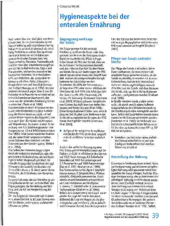 Vorschauseite 1: Hygieneaspekte bei der enteralen Ernährung