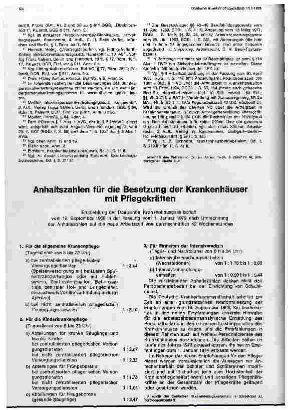 Vorschauseite 1: Anhaltszahlen für die Besetzung der Krankenhäuser mit Pflegekräften
