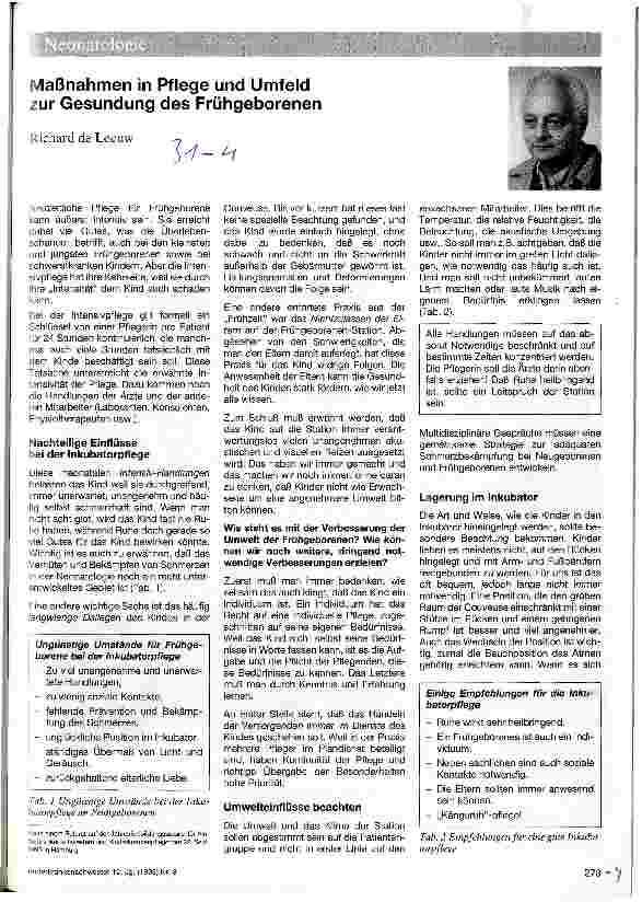 Vorschauseite 1: Maßnahmen in Pflege und Umfeld zur Gesundung des Frühgeborenen