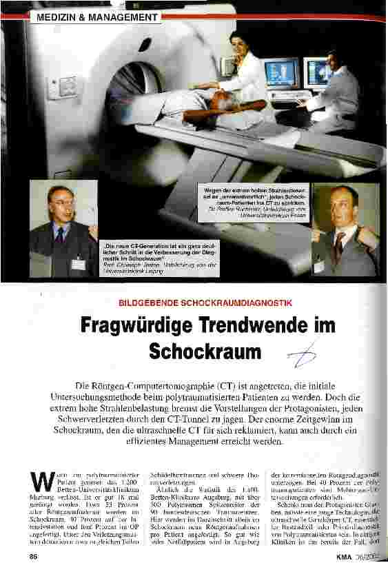 Vorschauseite 1: Bildgebende Schockraumdiagnostik: Fragwürde Trendwende im Schockraum