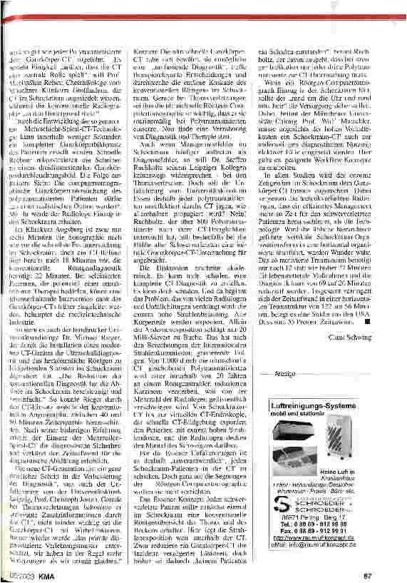 Vorschauseite 2: Bildgebende Schockraumdiagnostik: Fragwürde Trendwende im Schockraum