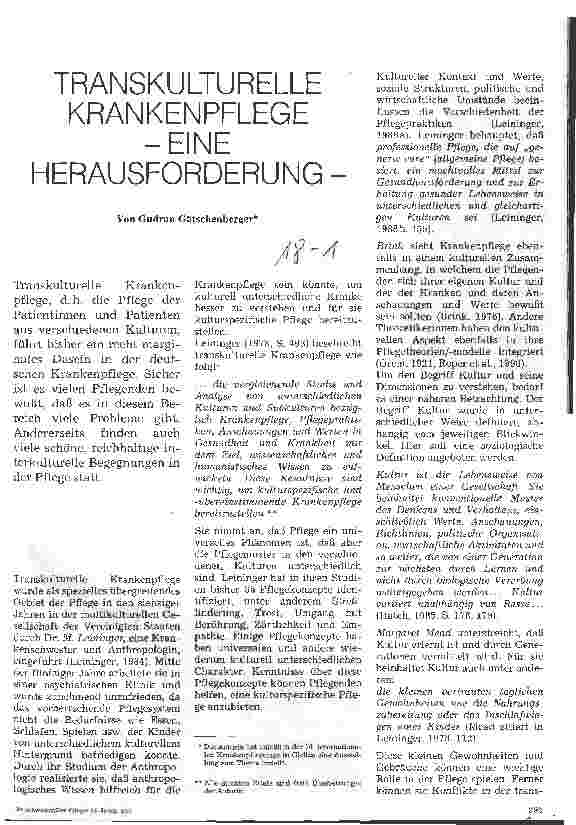 Vorschauseite 1: Transkulturelle Krankenpflege - eine Herausforderung
