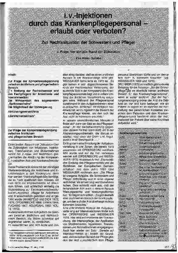 Vorschauseite 1: i.v. Injektionen durch das Pflegepersonal erlaubt oder verboten 4. Folge