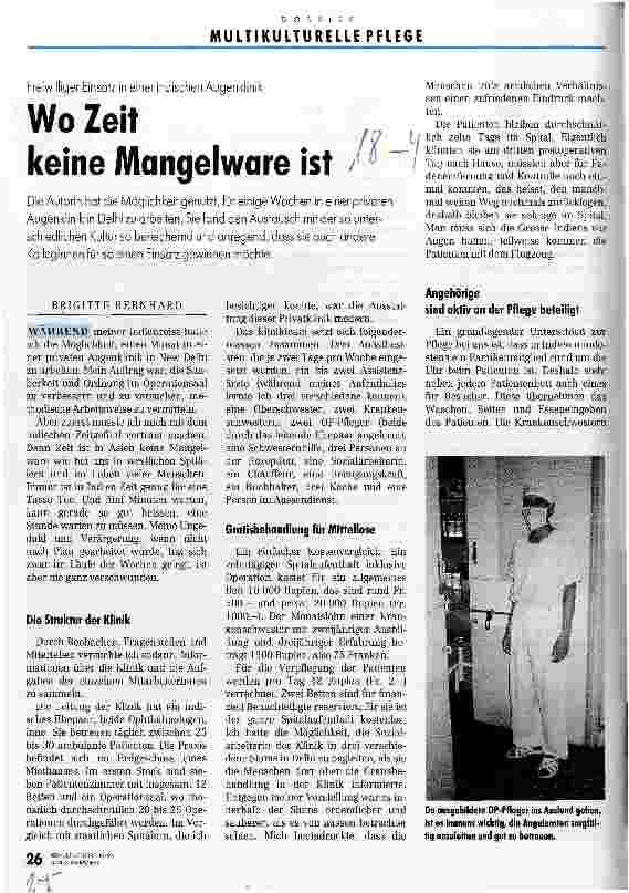 Vorschauseite 1: Wo Zeit keine Mangelware ist Freiwilliger Einsatz in einer indischen Augenklinik