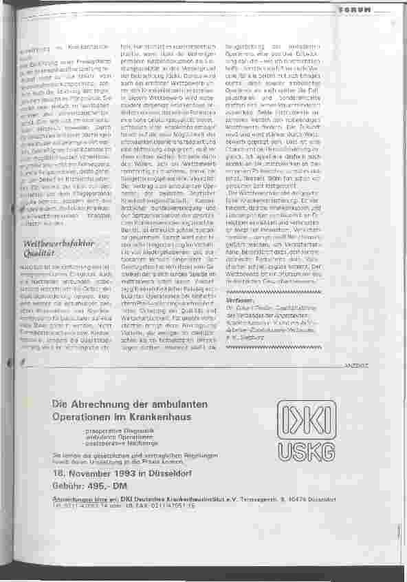 Vorschauseite 5: Die Zukunft muß stärker durch Wettbewerb geprägt sein Budgetierung stellt keine Dauerlösung dar