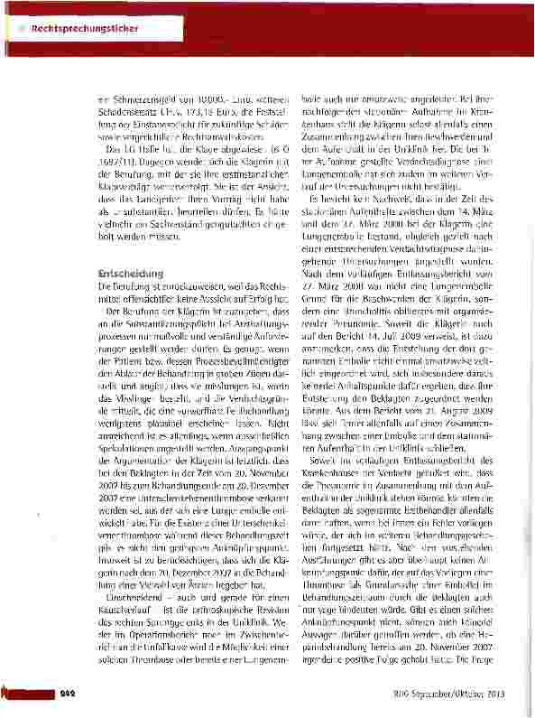 Vorschauseite 2: Substantiierung eines Haftungsanspruches wegen eines Behandlungsfehlers (hier: Unterlassene Thromboseprophylaxe)