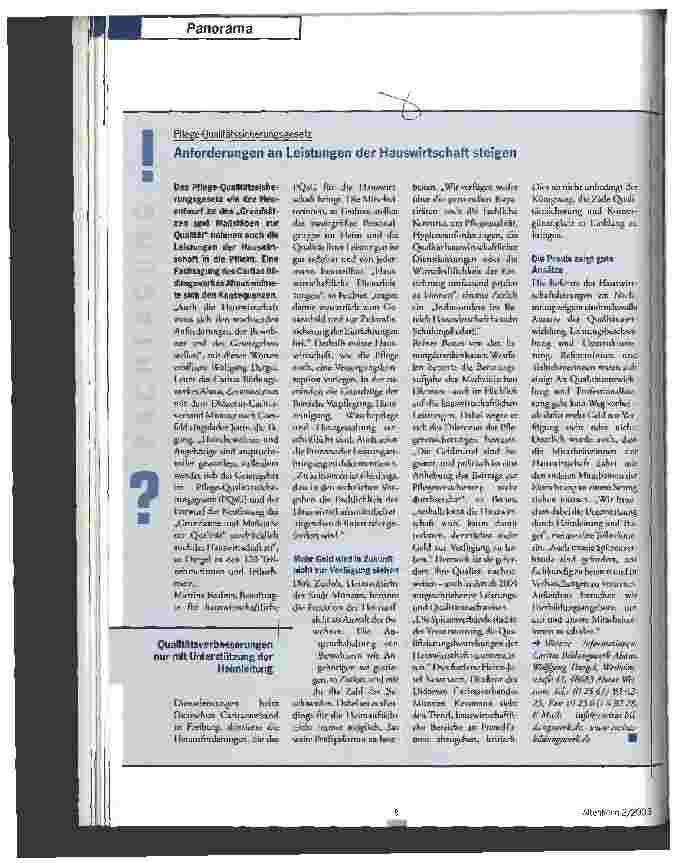 Vorschauseite 1: Anforderungen an Leistungen der Hauswirtschaft steigen