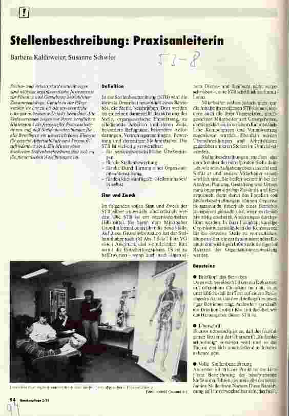 Vorschauseite 1: Stellenbeschreibung: Praxisanleiterin
