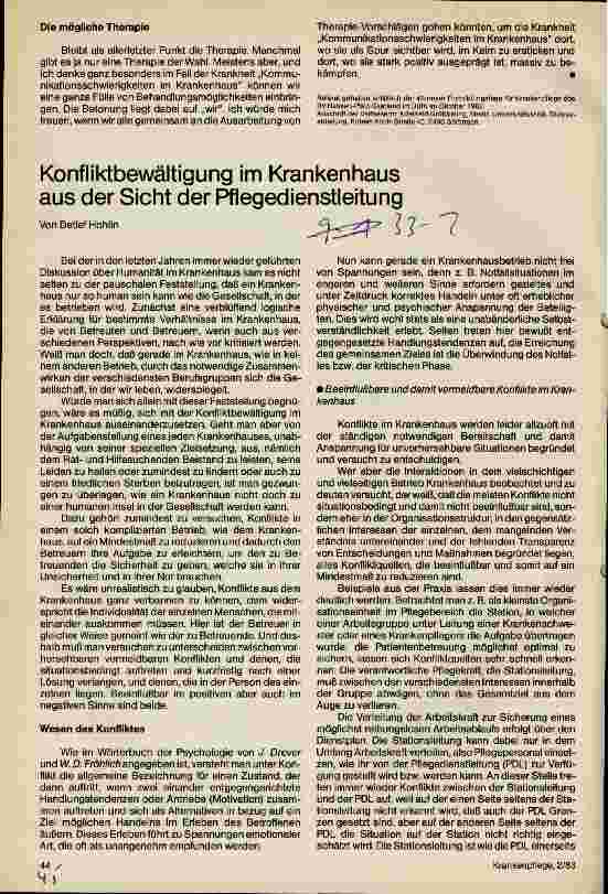 Vorschauseite 1: Konfliktbewältigung im Krankenhaus aus der Sicht der Pflegedienstleitung