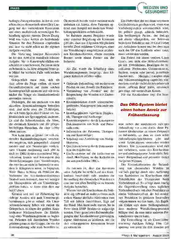 Vorschauseite 2: Wundmanagement im Zeitalter der DRGs Chancen und Hürden für Produktinnovationen in der Pflege