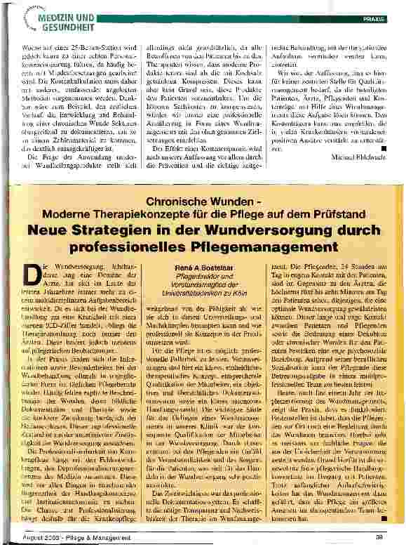 Vorschauseite 3: Wundmanagement im Zeitalter der DRGs Chancen und Hürden für Produktinnovationen in der Pflege