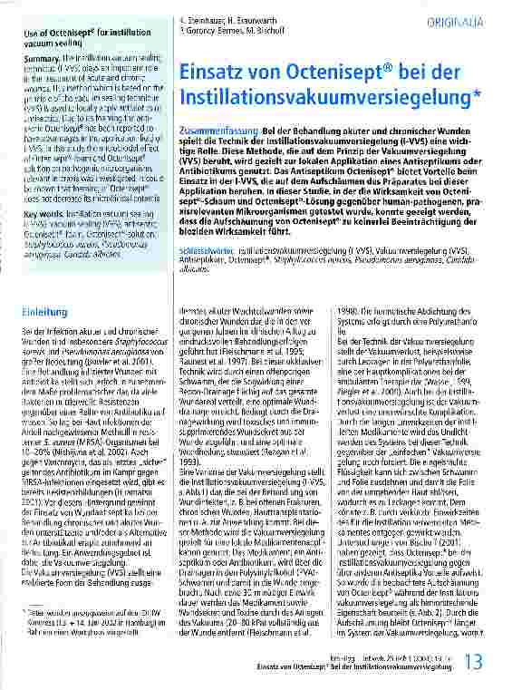Vorschauseite 1: Einsatz von Octenisept bei der Instillationsvakuumversiegelung