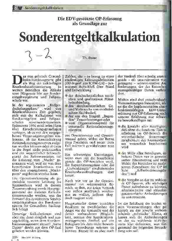 Vorschauseite 1: Die EDV-gestützte OP-Erfassung als Grundlage zur Sonderentgeltkalkulation