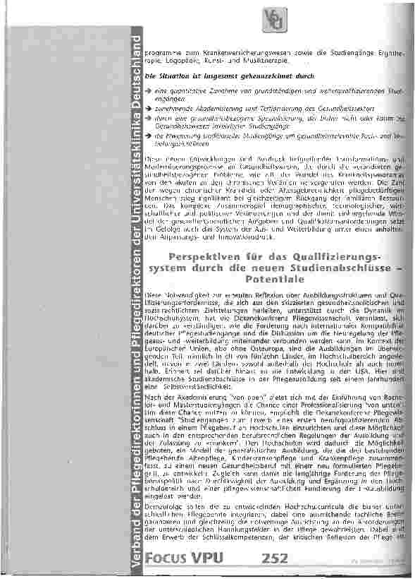 Vorschauseite 5: Akademisierung der Pflege - Chance und Herausforderung für das Gesundheitswesen Teil 3: Einkehr der Pflege in die Hochschullandschaft