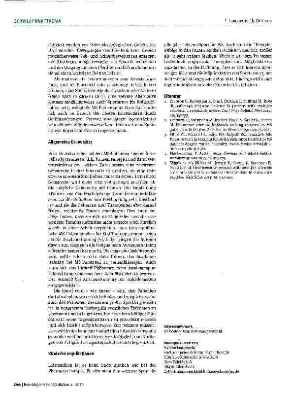 Vorschauseite 3: Sport bei schwer betroffenen Patienten mit Multipler Sklerose