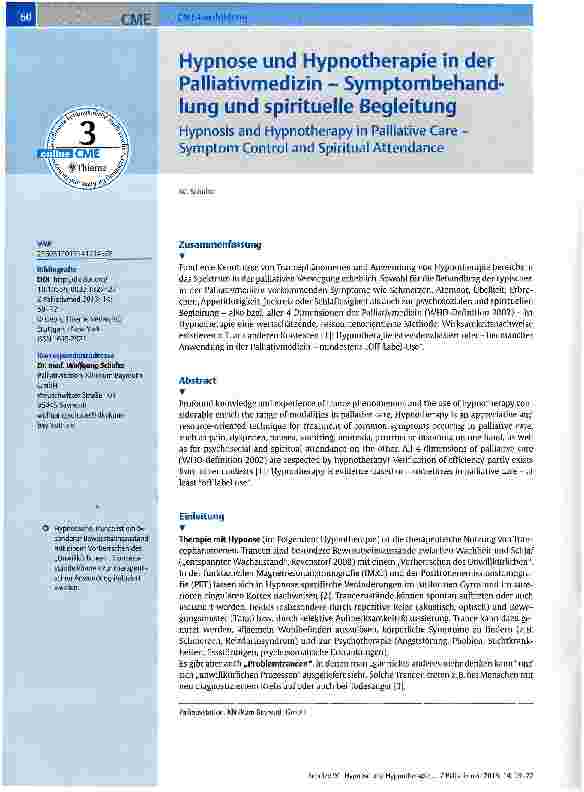 Vorschauseite 1: Hypnose und Hypnotherapie in der Palliativmedizin - Symptombehandlung und spirituelle Begleitung