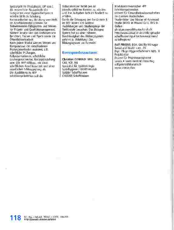 Vorschauseite 3: Hygieneausbildung in der Schweiz: Höhere Fachprüfung (HFP) für Fachexpertin/Fachexperten für Infektionsprävention im Gesundheitswesen mit eidgenössischem Diplom