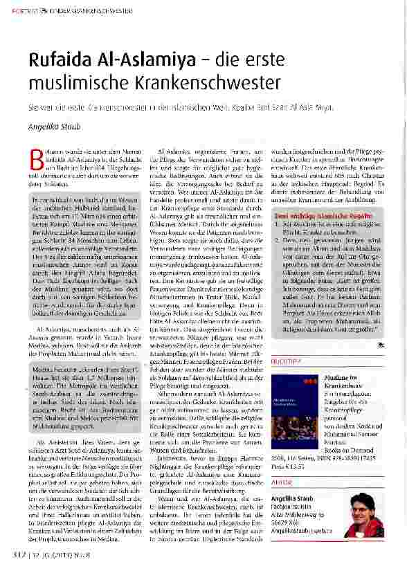 Vorschauseite 1: Rufaida Al-Aslamiya - die erste muslimische Krankenschwester