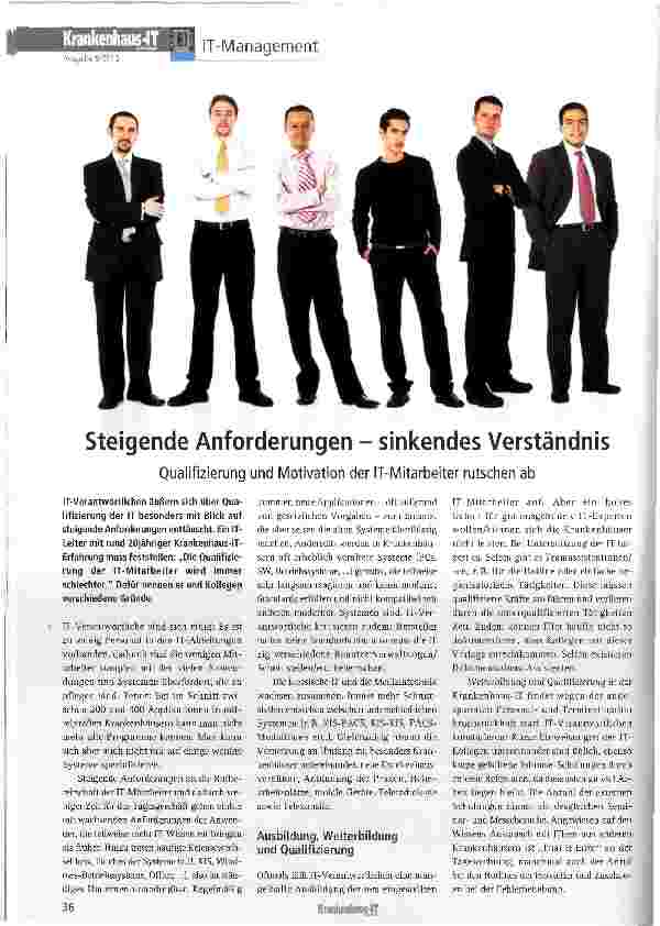 Vorschauseite 1: Steigende Anforderungen - sinkendes Verständnis Qualifizierung und Motivation der IT-Mitarbeiter rutschen ab