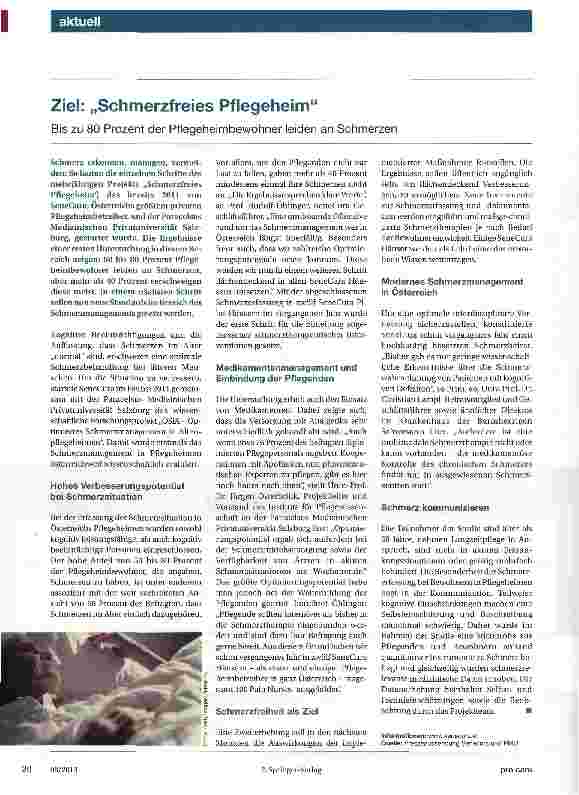Vorschauseite 1: Ziel: „Schmerzfreies Pflegeheim