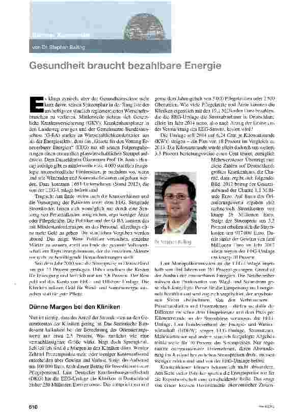 Vorschauseite 1: Gesundheit braucht bezahlbare Energie
