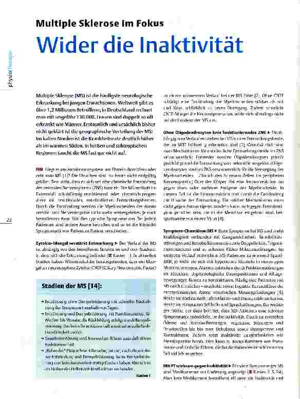 Vorschauseite 1: Multiple Sklerose im Fokus Wider die Inaktivität