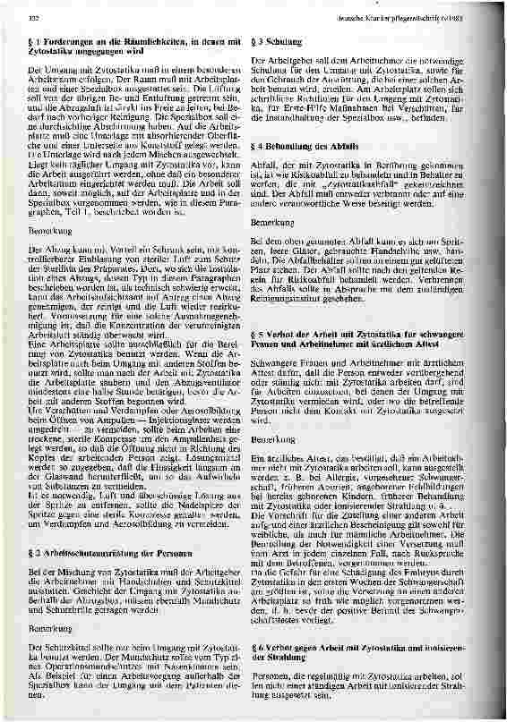 Vorschauseite 2: Der Umgang mit Zytostatika Vorschriften zum Arbeitsschutz