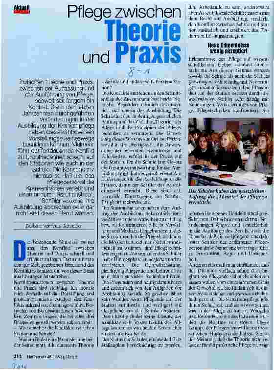 Vorschauseite 1: Pflege zwischen Theorie und Praxis