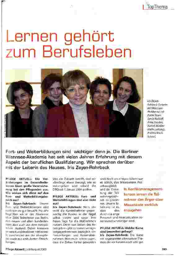 Vorschauseite 1: Lernen gehört zum Berufsleben