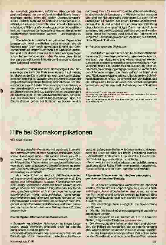 Vorschauseite 2: Die medizinische Notwendigkeit für die Anlage eines Stomas