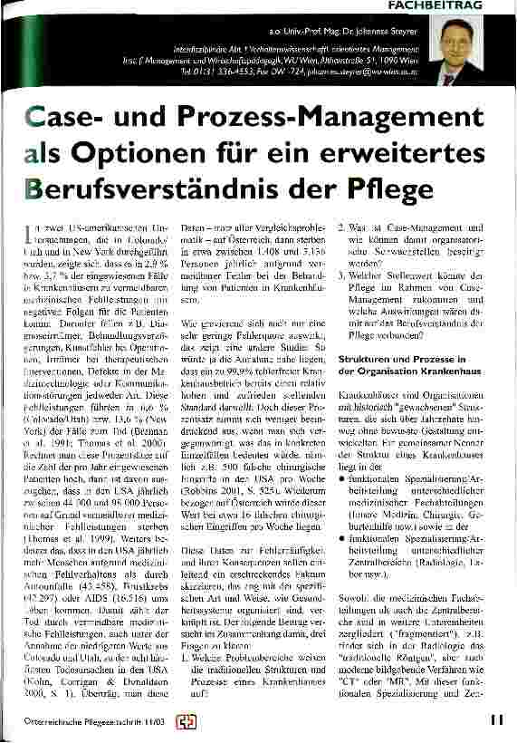 Vorschauseite 1: Caseund Prozess-Management als Optionen für ein erweitertes Berufsverständnis der Pflege