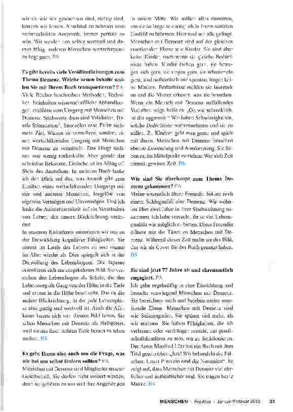 Vorschauseite 2: „Menschen mit Demenz dürfen nicht isoliert werden, denn sie gehören zu uns