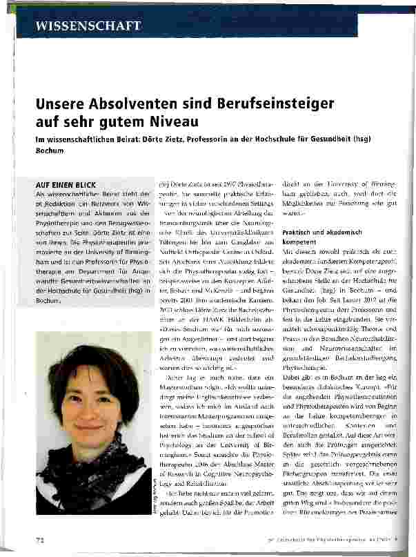 Vorschauseite 1: Unsere Absolventen sind Berufseinsteiger auf sehr gutem Niveau