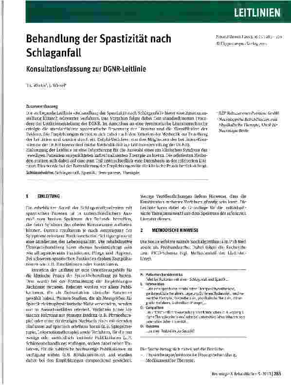 Vorschauseite 1: Behandlung der Spastizität nach Schlaganfall