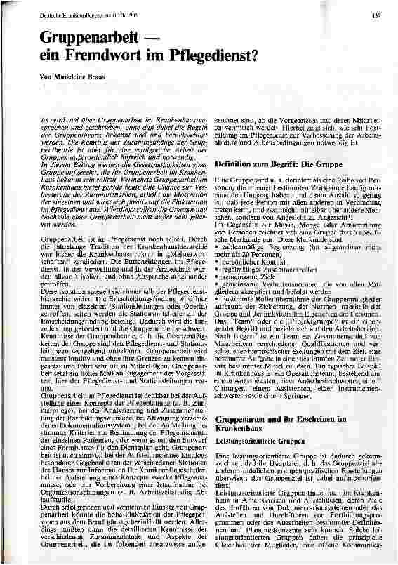 Vorschauseite 1: Gruppenarbeit - ein Fremdwort im Pflegedienst